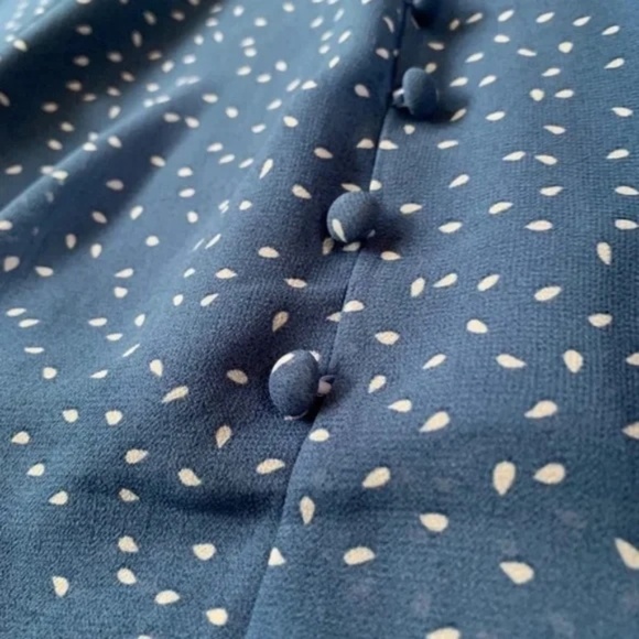 Fashion Blue V Neck Midi Sheer Lined Dress Elastic Waist Boho Chic, Size S - Picture 10 of 11